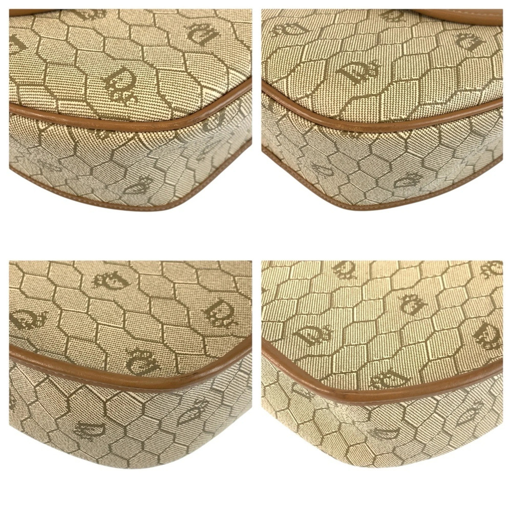 Christian Dior Vintage Honeycomb Pattern Beige Brown Leather Shoulder Bag/Pou... - Picture 4 of 8